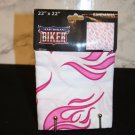 American Biker White w/HOT pink Flames Bandanna 22" x 22" Women NEW