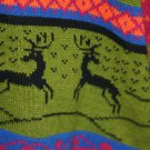 Ulla Popken Fall Deer Pine Trees 5 button blue orange Cardigan Sweater Women's16
