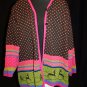 Ulla Popken Fall Deer Pine Trees 5 button blue orange Cardigan Sweater Women's16