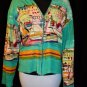 JANE ASHLEY L artist sequins beads Sailboat water-theme knit jacket hoodie green