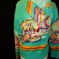 JANE ASHLEY L artist sequins beads Sailboat water-theme knit jacket hoodie green