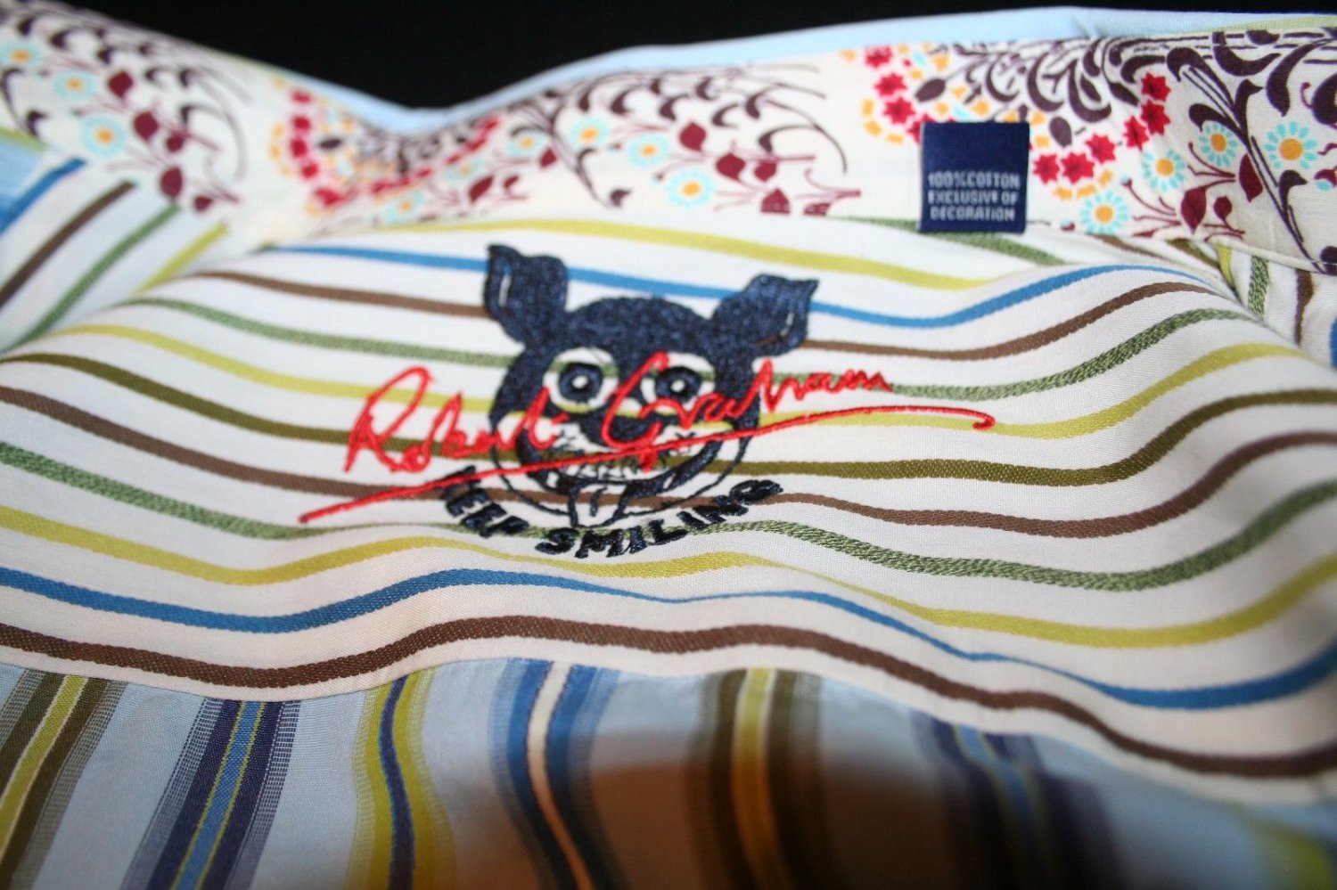 ROBERT GRAHAM Keep Smiling Cotton Stripe Men's Casual Dress flip cuff Shirt XL