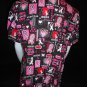 Peaches Uniform Breast Cancer Aware October Black Sparkly Doctor/Nurse Scrub Top