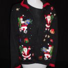 Heirloom Collectibles Black UGLY CHRISTMAS HOLIDAY SANTAS KNIT SWEATER WOMEN LG
