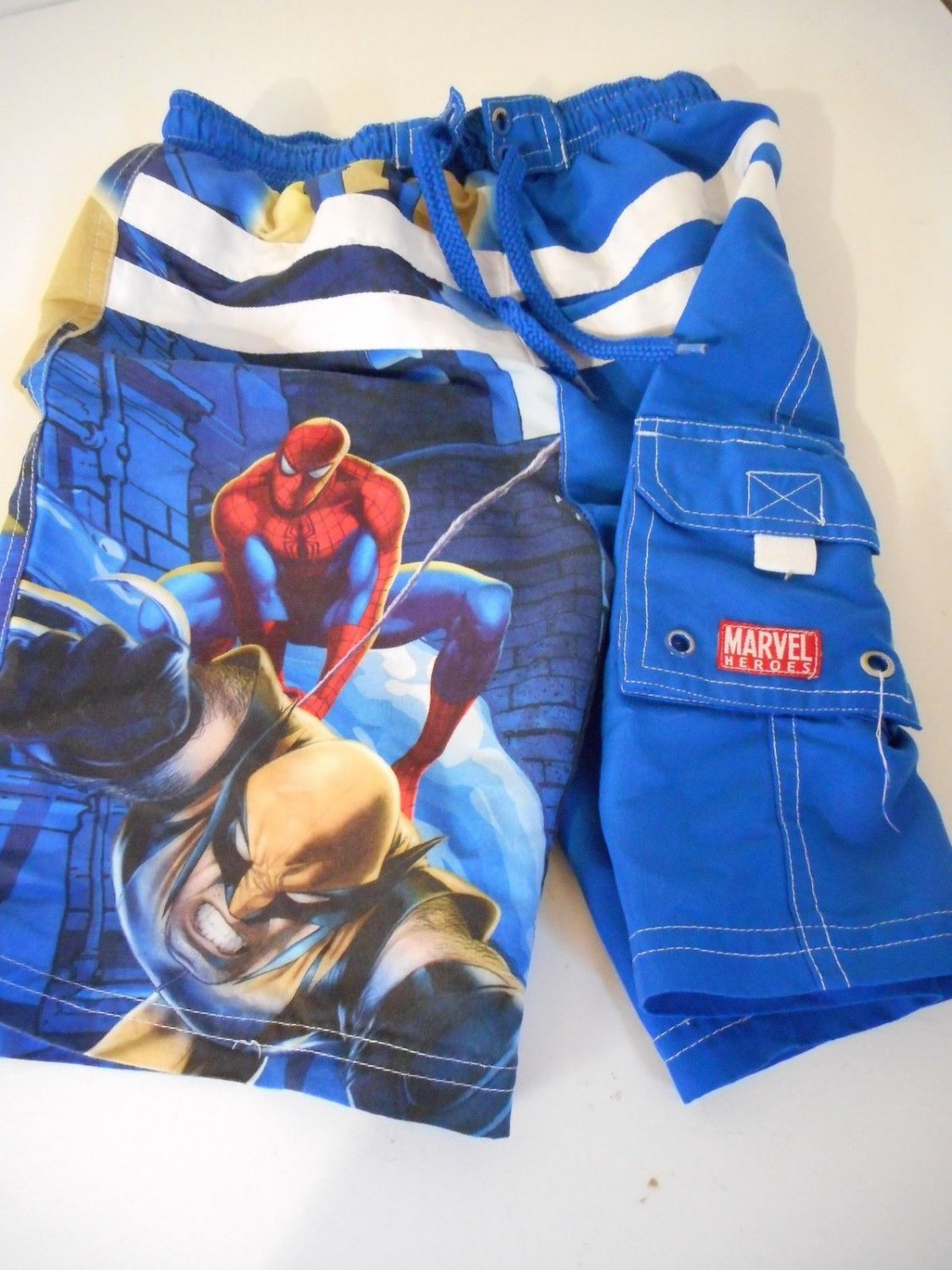 Spidey Sense Alert: Boys Marvel Spiderman Blue White Red Swim Shorts sz 4/5