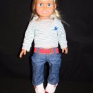 FCM 1996 18" Doll Blonde hair Blue Eyes Jeans Cami & Sweater Tennis Shoes