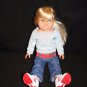 FCM 1996 18" Doll Blonde hair Blue Eyes Jeans Cami & Sweater Tennis Shoes