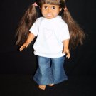 FCM 1996 18" Brown hair brown-eyed Doll  hair jeans white heart t-shirt