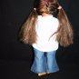FCM 1996 18" Brown hair brown-eyed Doll hair jeans white heart t-shirt
