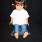 FCM 1996 18" Brown hair brown-eyed Doll hair jeans white heart t-shirt