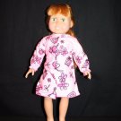 FCM 1996 18" Red haired Green-eyed Doll unique pink flower poodle nightgown