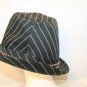 Playboy Mens Fedora Hat w/Rhinestones Black White Pin Stripes & Bunny Size L