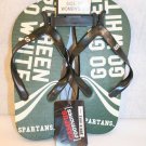MI State University SPARTANS GO GREEN GO WHITE WOMEN'S XS 5/6 FLIPFLOPS Sandals
