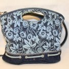 Tommy Hilfiger Blue Floral Denim Cross Body Bucket Style Tote Handbag