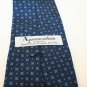 Aquascutum London Dk Lt Blue X Cross White dot Geometric 4" Silk Men's neck tie
