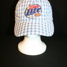 Miller Lite Blue Plaid Seersucker Snapback embroidered logo Dad Trucker Cap Hat