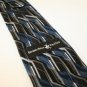 Beverly Hills Polo Club Silver Black Blue Graphic pattern 4" wide Silk neck tie