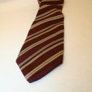 Christian Dior Maroon Burgundy Gold Yellow White Stripe 4" Silk Men's neck tie