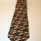 martin wong Napa CA Maroon Tan Gray Black Geometric Abstract Silk Men's neck tie