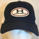 Under Armour White Navy Blue Mesh Cap Hat Dad Trucker Adjust Strap patch logo