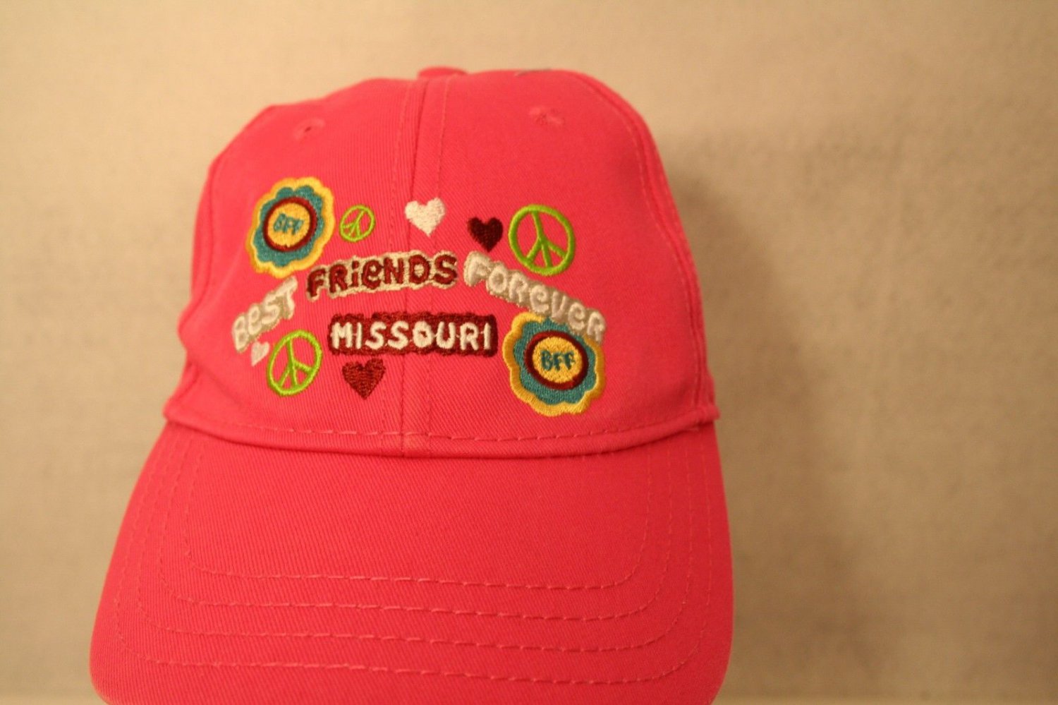 Best Friends Forever BFF MO Girl Pink adjustable cap hat peace American Crown