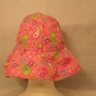 iplay Baby Girl Reversible UPF50 SunHat Pink Paisley Green daisy 6-18 Mo w/ties