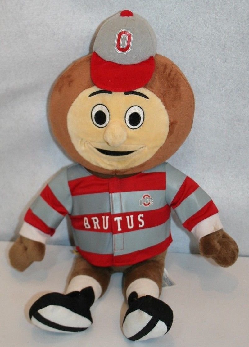 Build-A-Bear Workshop 18" BRUTUS BUCKEYE OH STATE MASCOT Stuffed Plush Red Gray