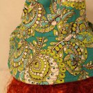 Vera Bradley Peacock Reversible Floppy Green Aqua Paisley Cotton Bucket Sun Hat