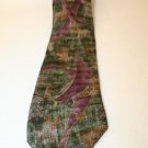 A by Antani Collezioni Italy 100% silk neck tie green tan purple swirl graphic