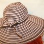 San Diego Hat Company Floppy Sun Hat Wide Brim Pink Brown Tan 1" Ribbon Tie Bow