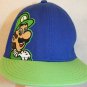 Super Mario Bros Luigi A-Flex Stretch Cap Hat Nintendo Blue Green Flat Brim Bill