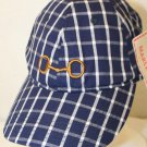 Marley Lilly Blue and White Plaid Embroidered Logo Strapback Cotton Cap Hat NWT