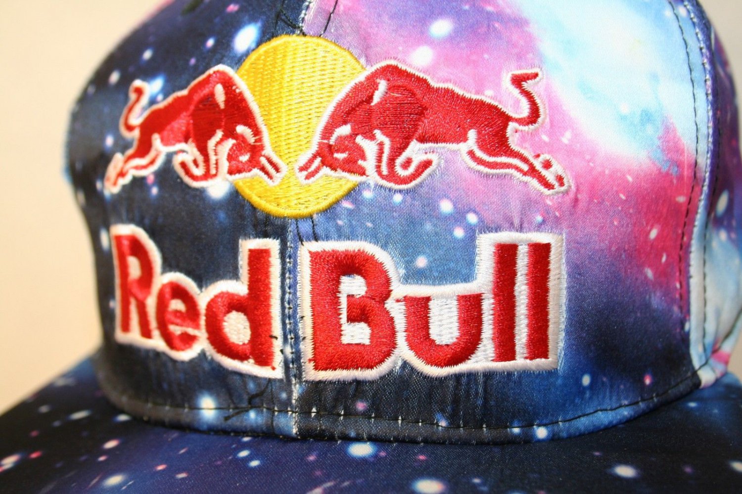 Red Bull paint splatter tie dye Blue Red embroidered logo blue snapback cap hat