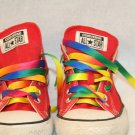 Converse All Star Canvas Low Red 6 1/2  Shoes Multi-color Rainbow laces Cosplay