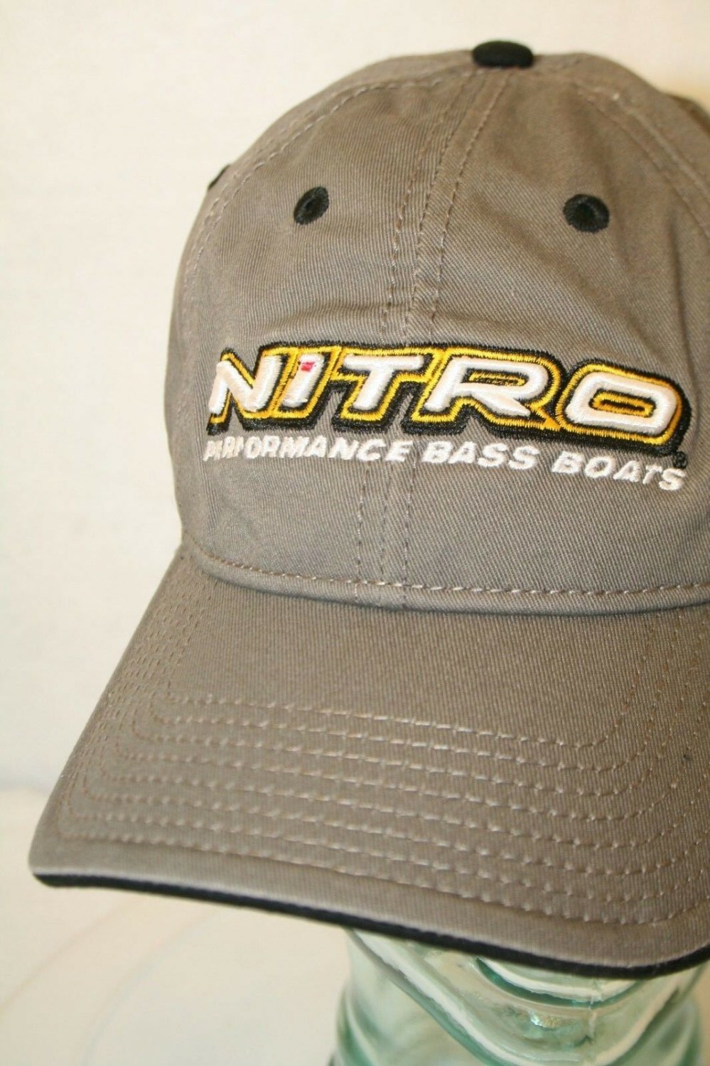 Bass Pro Shops Nitro Bass Boats Embroidered Logo Gray Strapback Trucker Dad Cap