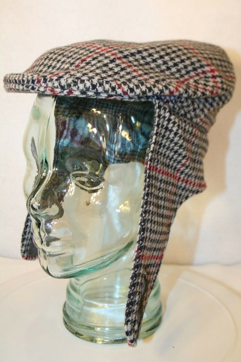 Kangol Stark & Legum Herringbone Plaid Red Black Newsboy cap sz 5 Great Britain