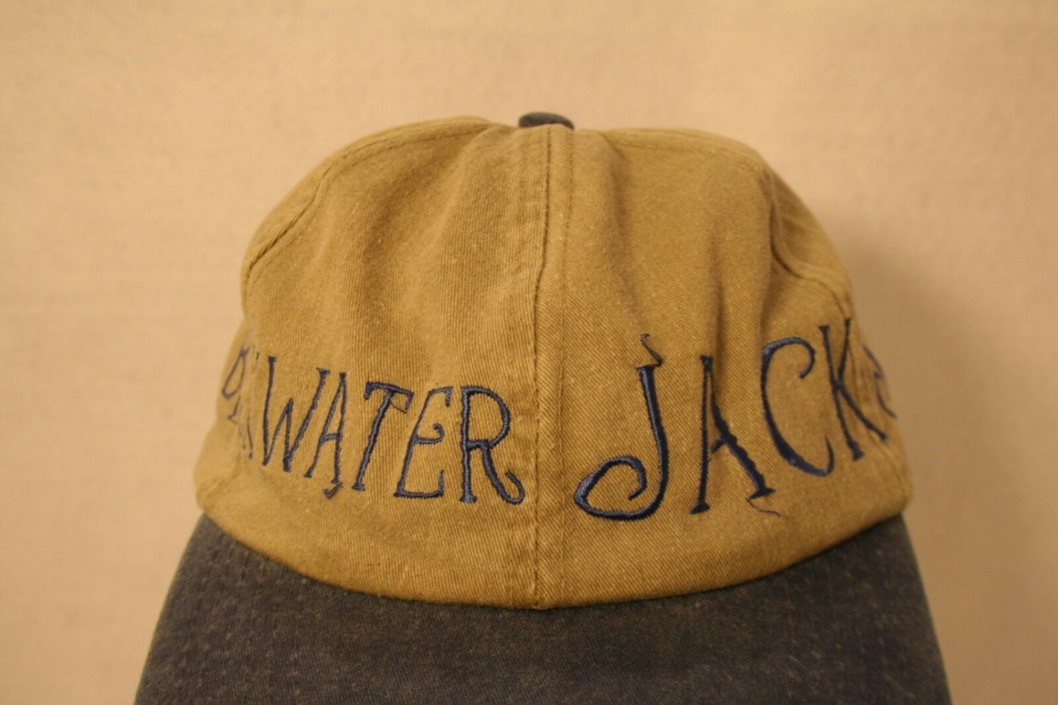 Backwater Jack's Lake of Ozarks MO Khaki Blue Strapback Dad Trucker Cap Hat