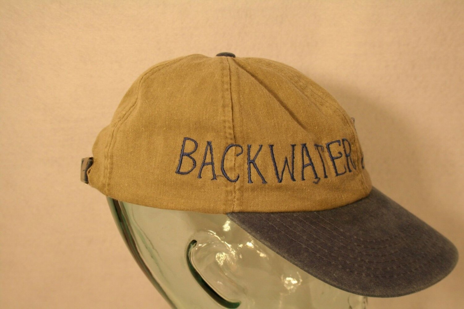 Backwater Jack's Lake of Ozarks MO Khaki Blue Strapback Dad Trucker Cap Hat