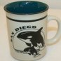 San Diego ORCA Killer Whale info souveneir Coffee Tea Cup Shaving Mug Teal White