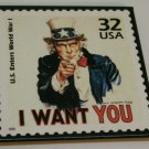 Uncle Sam I Want YOU 32 cent USA stamp magnet US enters World War I Omnitech