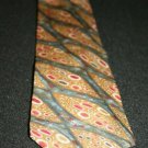 Christian Dior Monsieur Italy Brown Red Green Oval Raindrop 100% Silk Neck Tie
