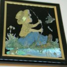 Black "Framed" Boy Fishing Pole Metallic Frog Lilypad Magnet