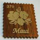 Maui 37 cent stamp magnet flowers wood look