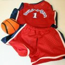 Build a Bear Workshop Red White & Blue Basketball Outfit with Basketball
