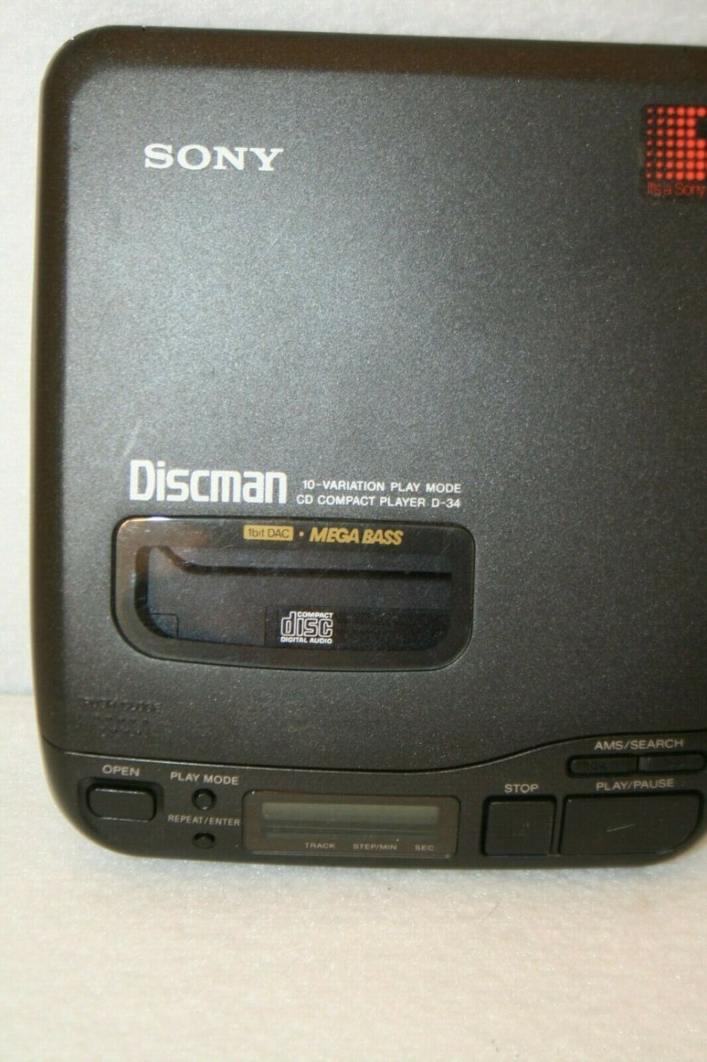 Sony D-34 Discman CD Player ONLY no headphones or power cord For Parts Repair