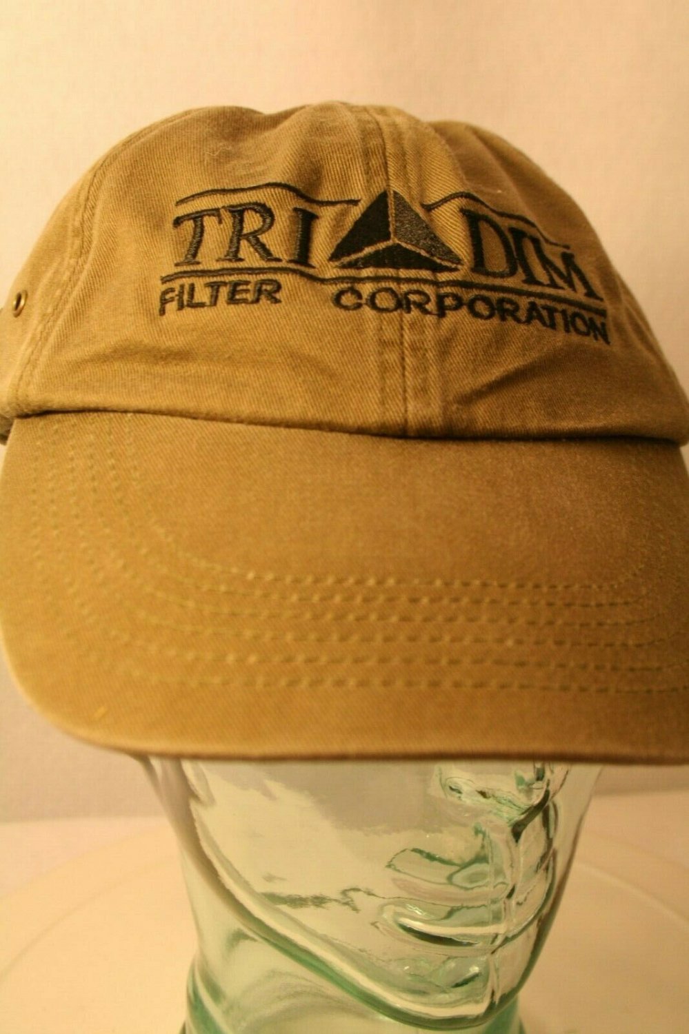 TRI DIM Filter Corp dk khaki black logo Dad strapback Hat Cap Falcon Headwear
