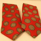 Allyn St George LOT of 2 Red Paisley Teal Circles Ovals Men's Neckties Craft