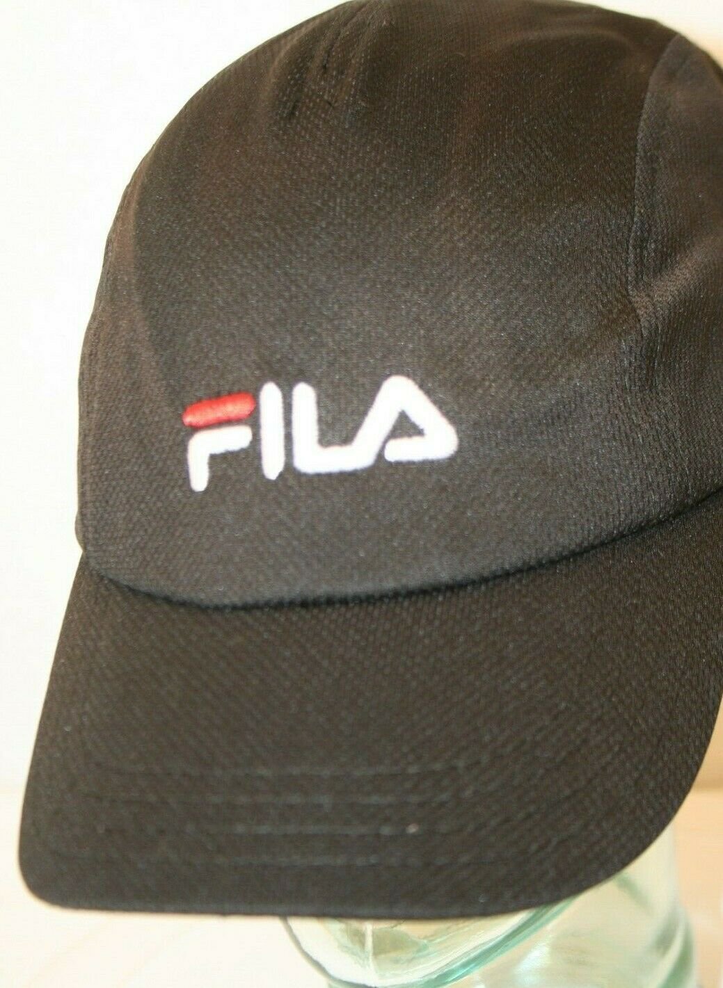 FILA Classic embroidered Logo Spell Out Black adjustable Dad Trucker Cap Hat