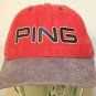 PING Golf made in USA adjustable strapback embroidered red Dad trucker cap hat