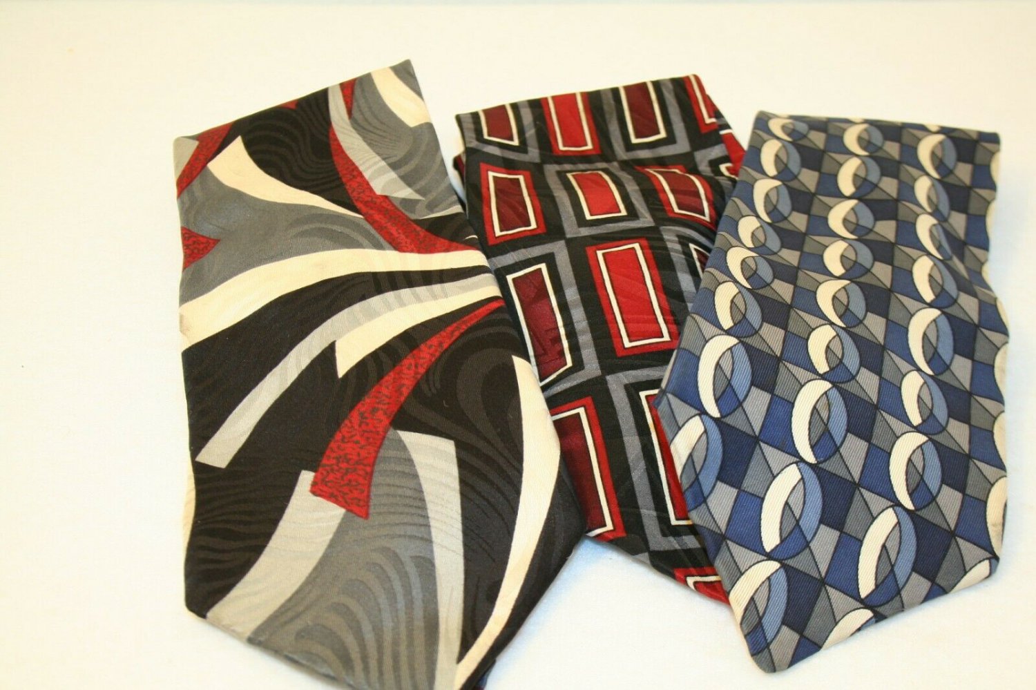 3 Tie Lot Geometric Screenplay Eurego Marcello Red Gray Blue White Black-crafts